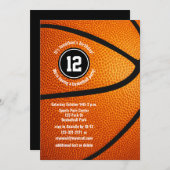 男子ガールズバスケットボールバースデーチームお祝い 招待状 (正面/裏面)