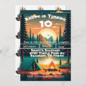 男子キャンプアドベンチャー誕生日パーティー招待状 招待状 (正面/裏面)