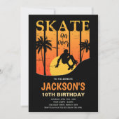 男子クールの編集可能スケーターパーティー招待状 招待状 (正面)