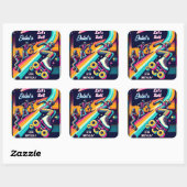 男子クール女子ローラースケートで滑る13誕生日 スクエアシール (シート)