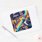 男子クール女子ローラースケートで滑る13誕生日 スクエアシール (封筒)