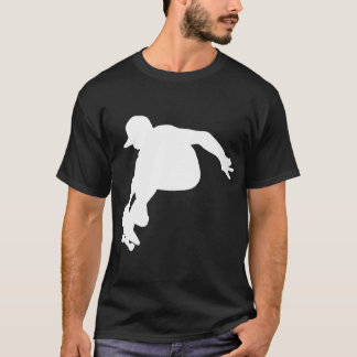 男子クール男子のスケートボードのトップ平和サイン Tシャツ