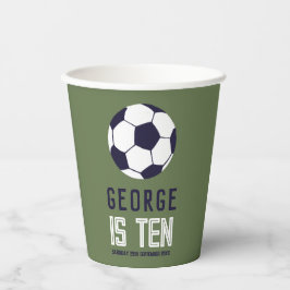 男子グリーンスポーツ少年サッカー誕生日 紙コップ
