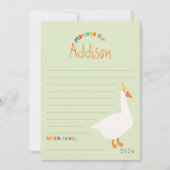 男子グリーン・グース初誕生日タイムカプセルカード 招待状 (正面)