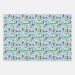 男子ゴルフのゴルフスポーツシンボルブルーギフト ラッピングペーパーシート