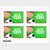 男子サッカーの名前の緑のidラベルのシール 長方形シール (シート)