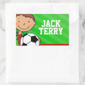 男子サッカーの名前の緑のidラベルのシール 長方形シール (バッグ)