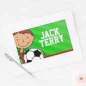 男子サッカーの名前の緑のidラベルのシール 長方形シール (封筒)