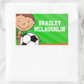 男子サッカーの名前の緑のidラベルのシール 長方形シール (バッグ)