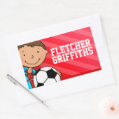 男子サッカーの名前の赤いidラベルシール 長方形シール (封筒)