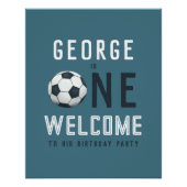 男子サッカースポーツ第1回バースデーウェルカムサイン ポスター (正面)