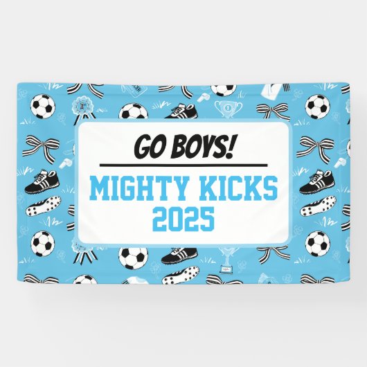 男子サッカーチームが青を応援する 横断幕 (横)