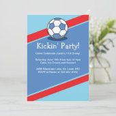 男子サッカーテーマの誕生日パーティー招待状 招待状 (スタンド正面)