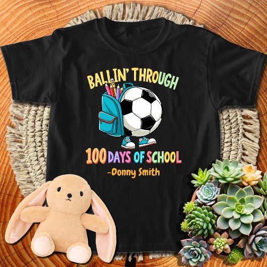 男子サッカーバリンから学校100日まで Tシャツ