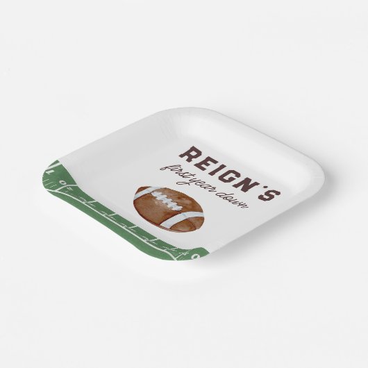 男子サッカー初年度ダウン1回目の誕生日パーティー ペーパープレート (傾斜あり)