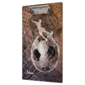 男子サッカー選手がゴールで蹴った クリップボード (左)