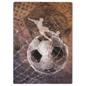男子サッカー選手がゴールで蹴った クリップボード (裏面)