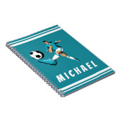 男子サッカー選手のグカッコいいラフィックイラストレーション名 ノートブック (右側)