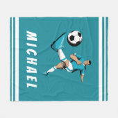 男子サッカー選手のグカッコいいラフィックイラストレーション名 フリースブランケット (正面(横))