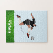 男子サッカー選手の名前アスリートスポーツテーマキッド ジグソーパズル (横)