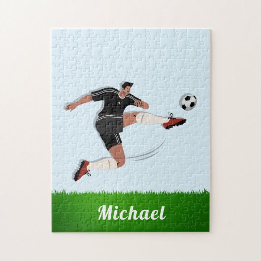 男子サッカー選手の名前アスリートスポーツテーマキッド ジグソーパズル (縦)