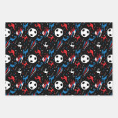 男子サッカー選手 – 赤白青フリースタイル ラッピングペーパーシート (正面3)