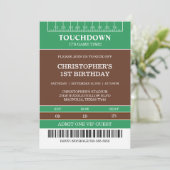 男子サッカー 緑のスポーツ 誕生日 招待状 (スタンド正面)