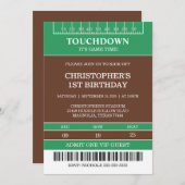 男子サッカー 緑のスポーツ 誕生日 招待状 (正面/裏面)