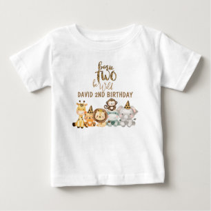 男子サファリ動物ツー ワイルド バースデー ベビーTシャツ