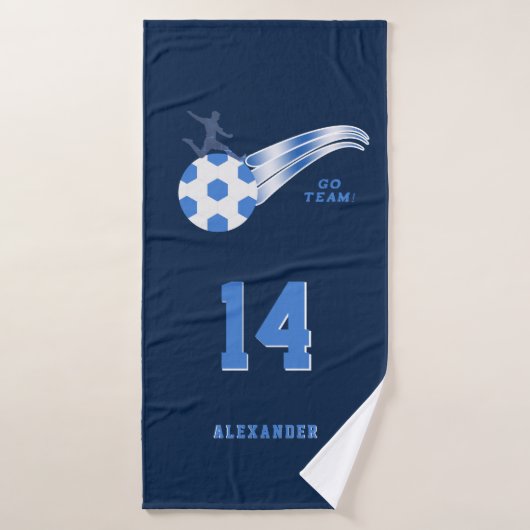 男子スポーツサッカーボール名番パーソナライズされた号 バスタオルセット (バスタオル)
