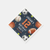 男子スポーツネイビー 誕生日 スタンダードカクテルナプキン (角)