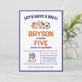 男子スポーツ誕生日招待状 - オレンジ & ネイビー 招待状 (スタンド正面)