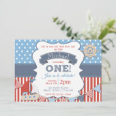 男子セ航海のーラー船1歳誕生日 招待状 (スタンド正面)