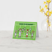 男子テニスプレーダーグリーティングカード カード (黄色い花)