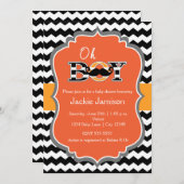 男子ハロウィンチェックのベビーシャワー招待状 招待状 (正面/裏面)