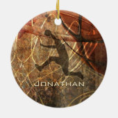 男子バスケットボールグランジスポーツ セラミックオーナメント (裏面)
