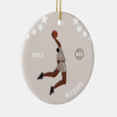 男子バスケットボールプレイヤーのスターキッド名チーム番号 セラミックオーナメント (右)