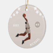 男子バスケットボールプレイヤーのスターキッド名チーム番号 セラミックオーナメント (左)