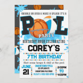 男子バスケットボールプールパーティー招待状 招待状 (正面/裏面)