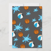 男子バスケットボールプールパーティ招待状 招待状 (裏面)