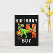 男子バスケットボール4歳の子供4歳の誕生日 カード (黄色い花)