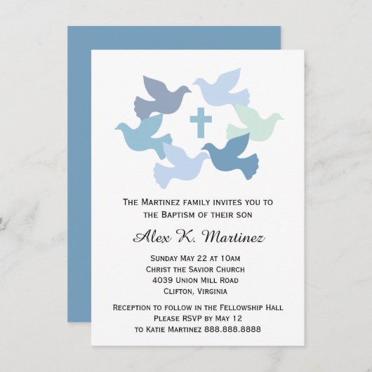 男子バプテスマベビー献身第一の聖餐式 招待状 (正面/裏面)