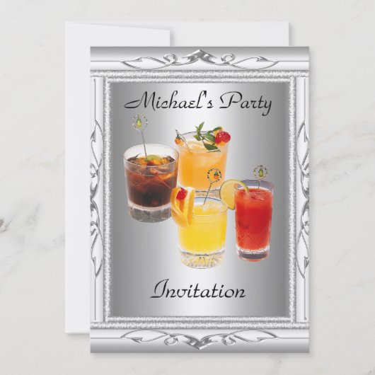 男子バースデーパーティーの招待状 招待状 (正面)