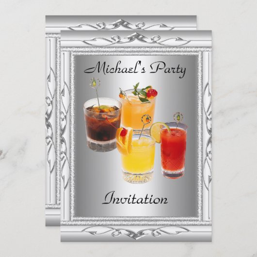 男子バースデーパーティーの招待状 招待状 (正面/裏面)