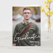 男子パーソナライズされたモダン卒業発表F カード (黄色い花)