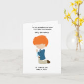 男子パーソナライズされた初の聖餐式 カード (黄色い花)