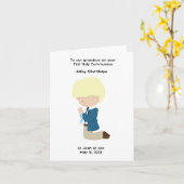 男子パーソナライズされた初の聖餐式 カード (黄色い花)