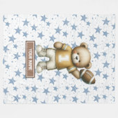 男子パーソナライズされた用アメリカンフットボール毛布 フリースブランケット (正面(横))