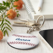 男子パーソナライズされた野球キーリングキーチェーンギフト キーホルダー (側面)