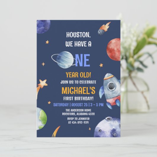 男子ファースト宇宙惑星1st誕生日 招待状 (スタンド正面)
